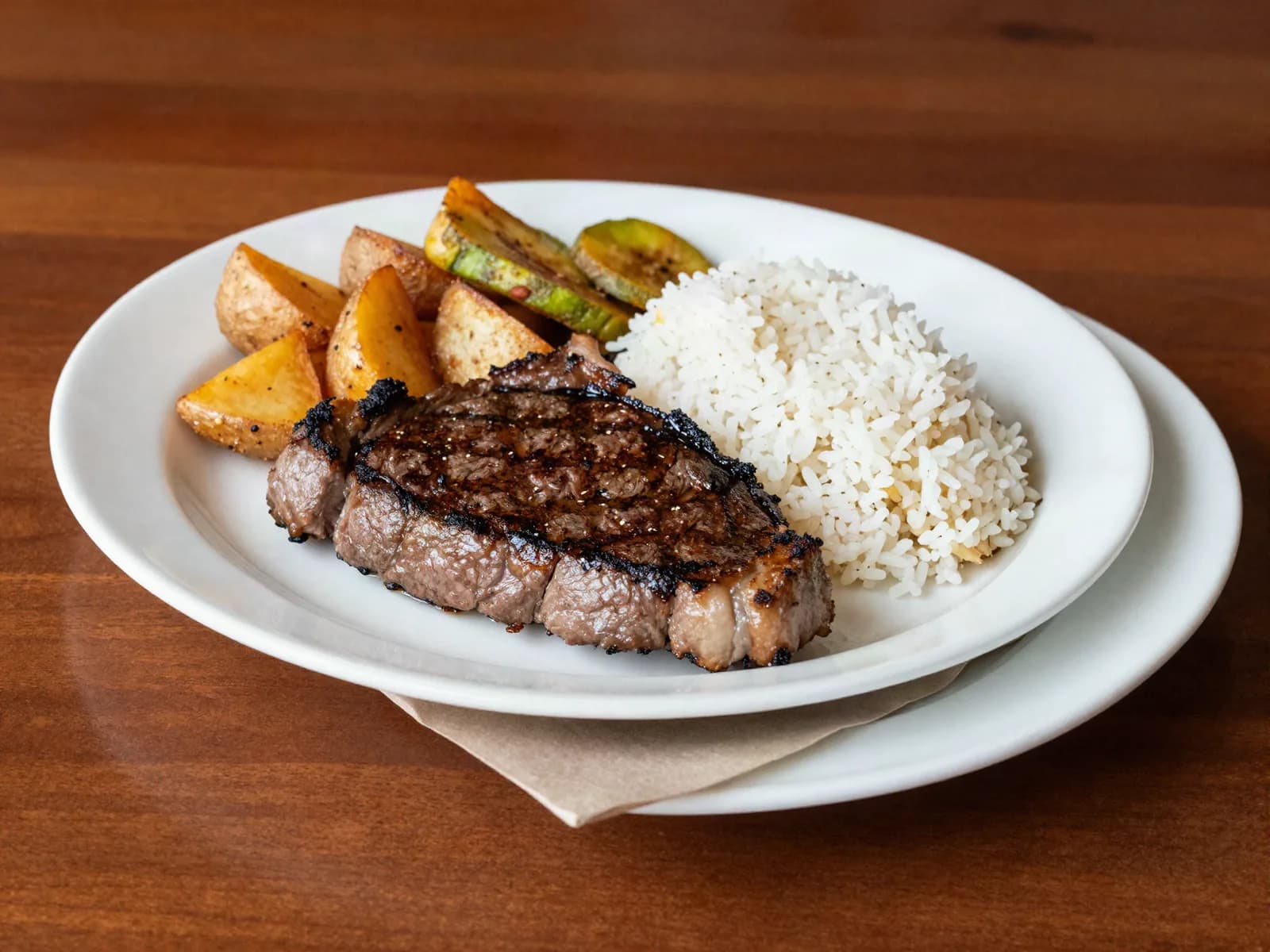 Imagen de referencia de New York Steak: + tres guarniciones